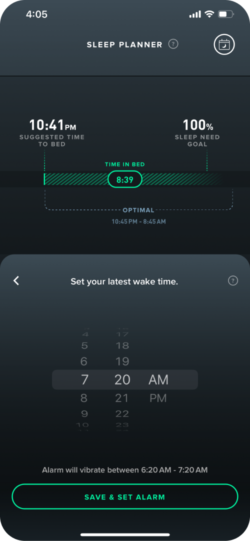 Setting the Haptic Alarm Using Sleep Planner